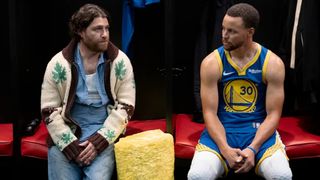 Adam Pally and Steph Curry in Mr. Throwback.