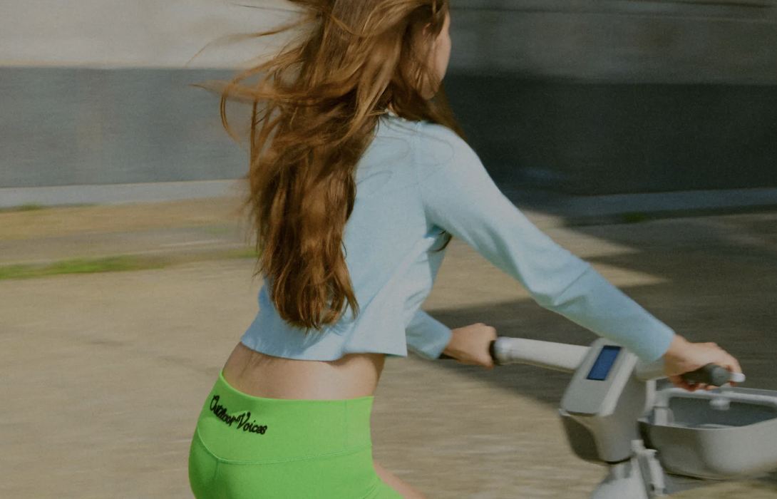 models wearing new Outdoor Voices gear in various recreational activities