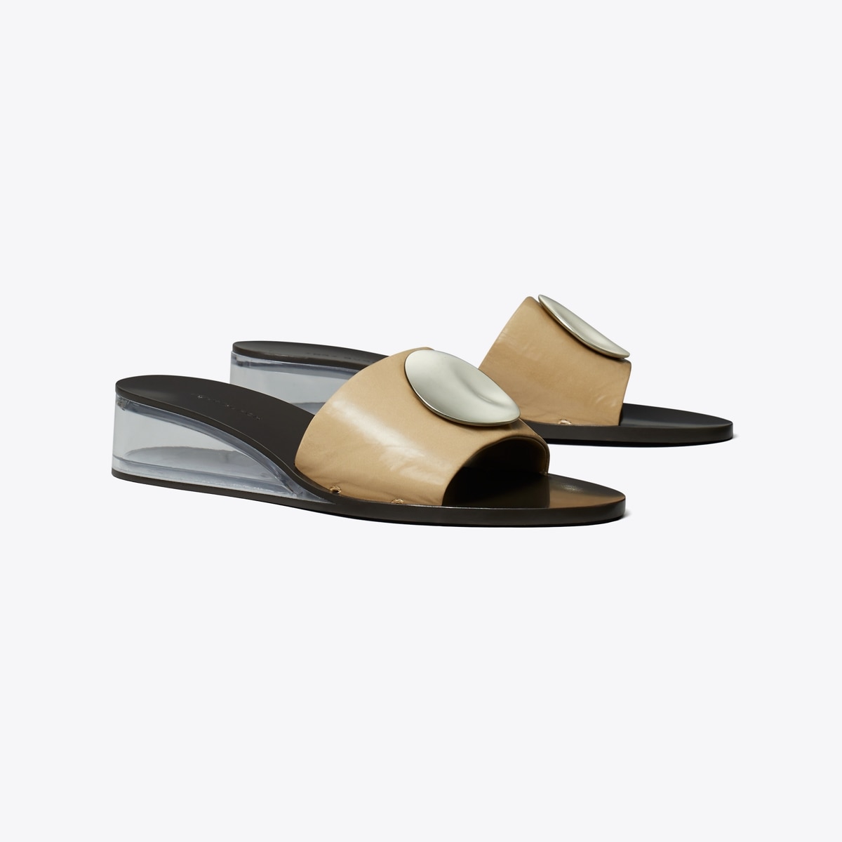 Patos Wedge Slide in Beige, Size 10