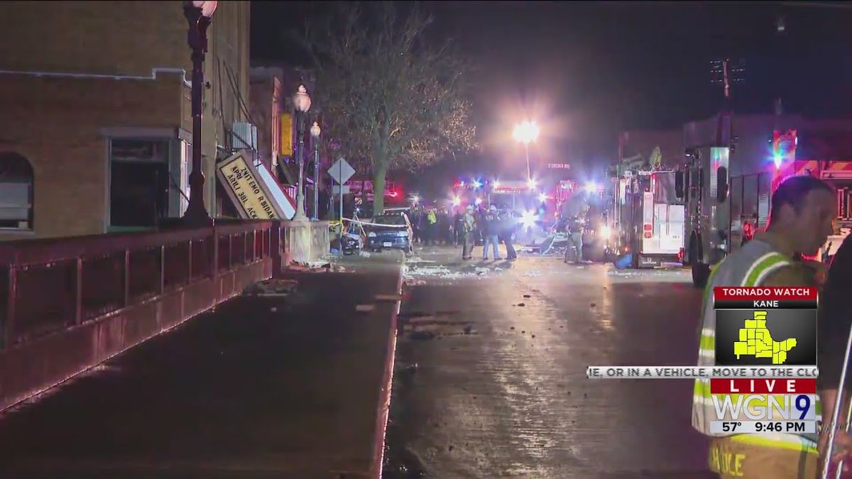 A screengrab from a WGN News report showing a damaged venue