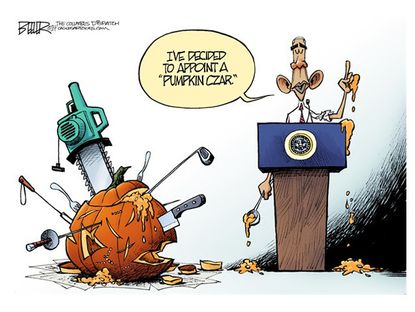 Obama cartoon Halloween pumpkin czar