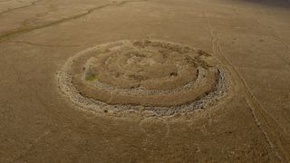 An aerial view of Rujm el-Hiri