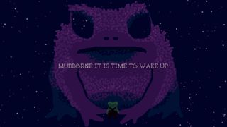 A screenshot from game Mudborne of a little humanoid frog in a marsh