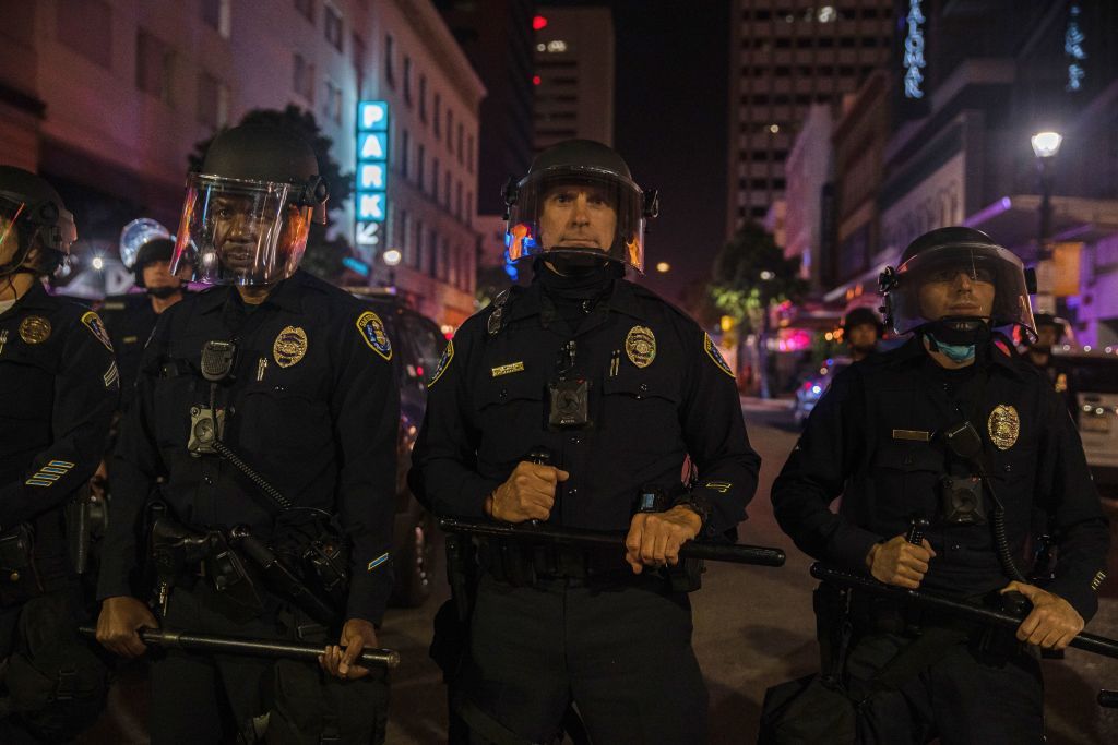 Police at protest.