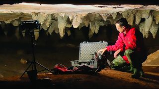 American photojournalist and founder of the Ancient Art Archive Stephen Alvarez in the 19th newly identified but unnamed cave in Alabama.