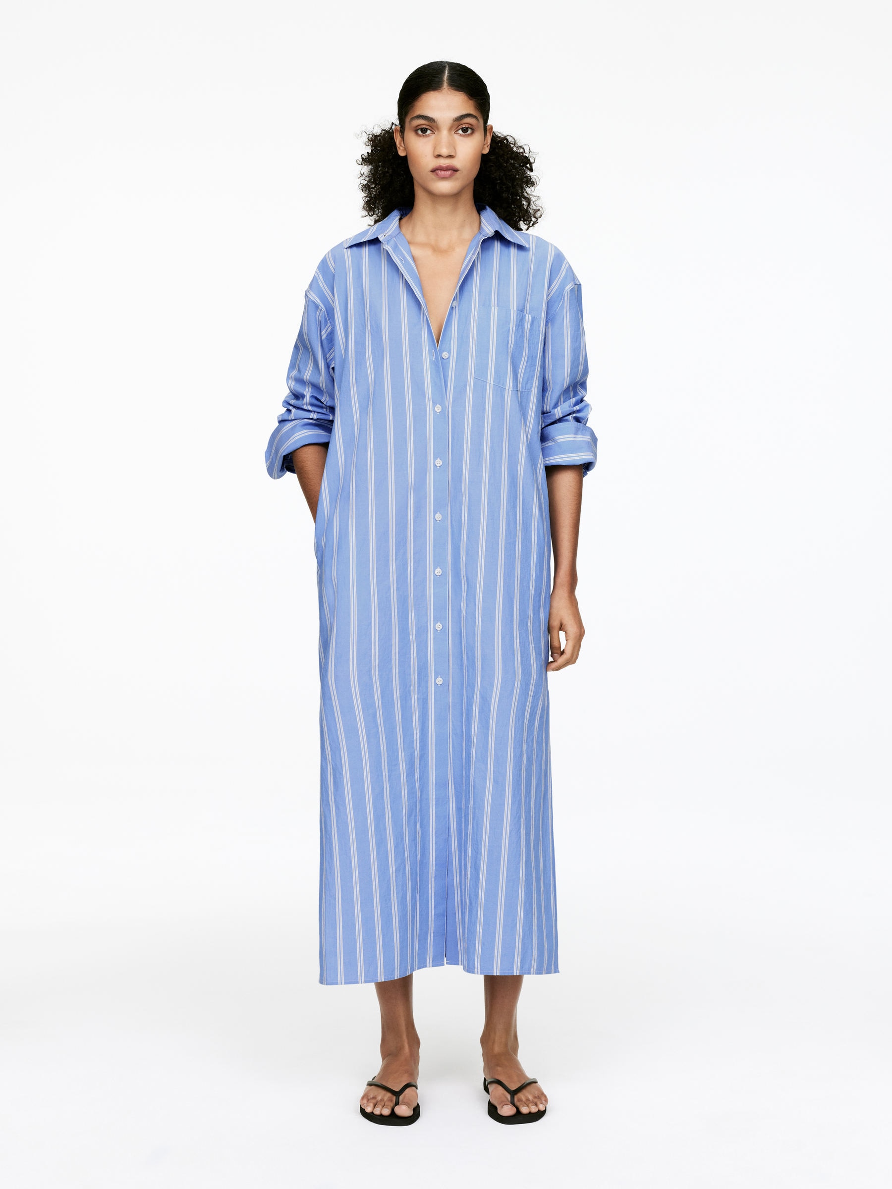 Cotton Shirt Dress – Blue/white – Women – Arket Gb