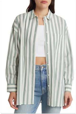 Madewell The Signature Poplin Springy Stripe Oversize Button-Up Shirt