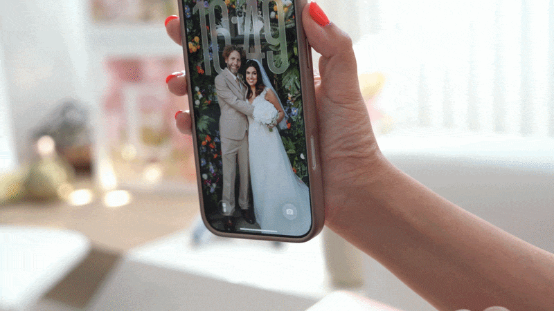 Apple iPhone with wedding photo