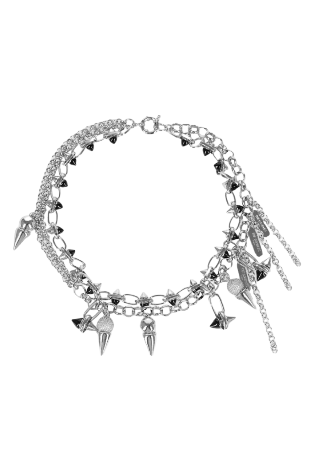 2-Row Spiked Brass Necklace