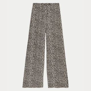 Animal Print Drawstring Wide Leg Trousers