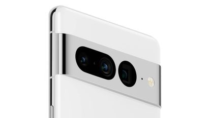 Google Pixel 7 Pro Android phone in white colourway and on white background