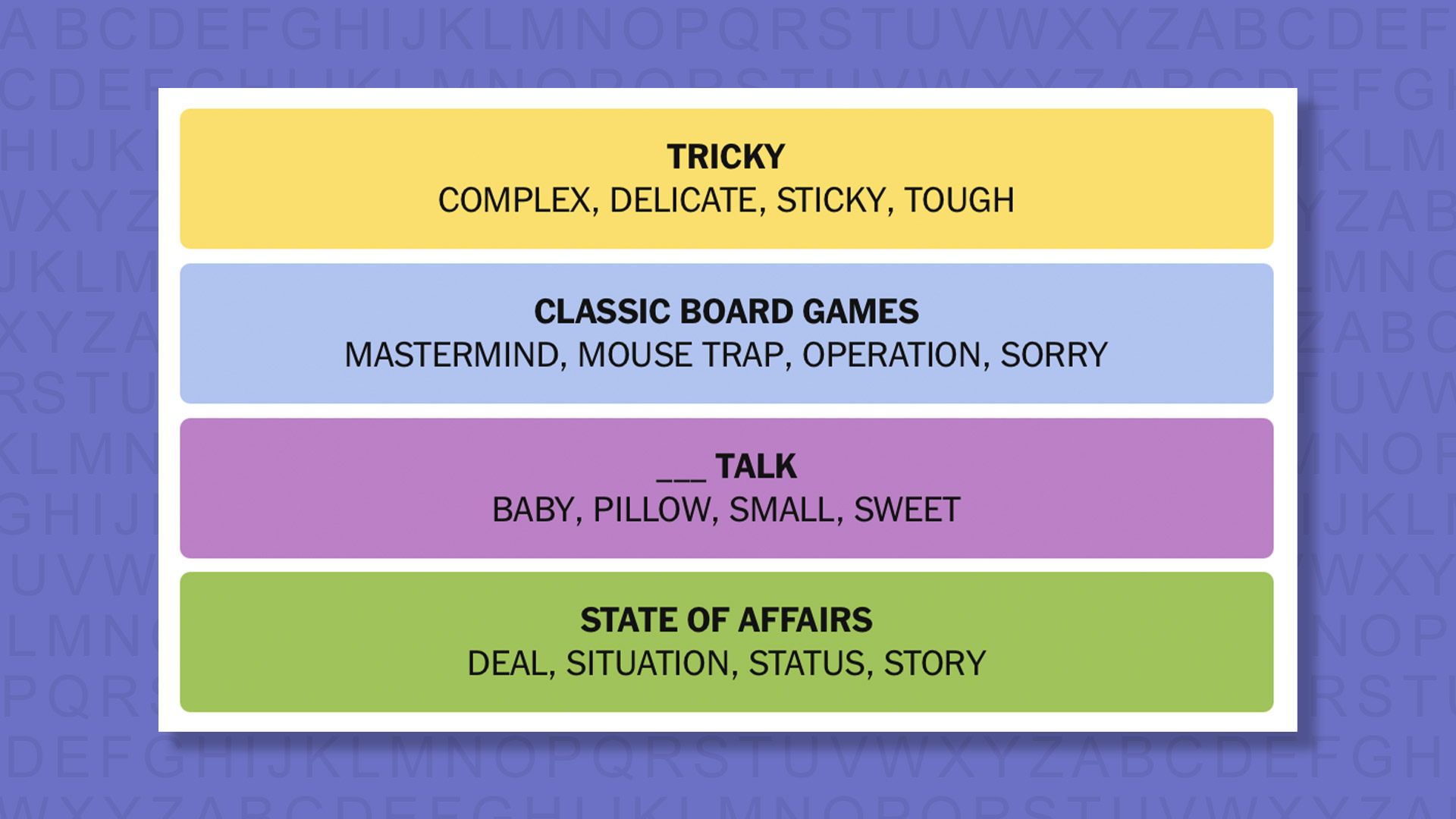 NYT Connections answers for game 908 on a purple background