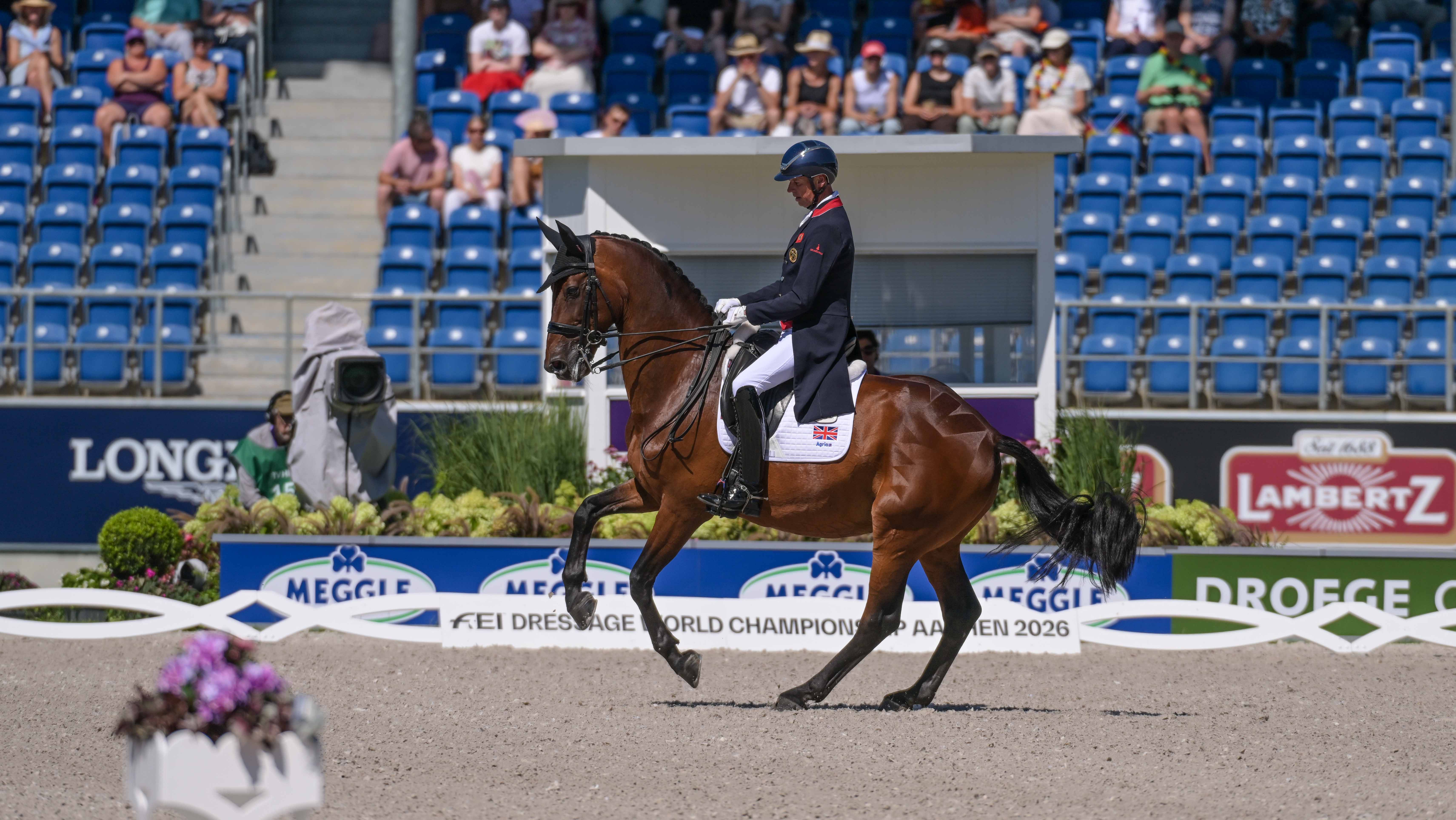 Carl Hester riding Fame at the 2026 World Championships in Aachen