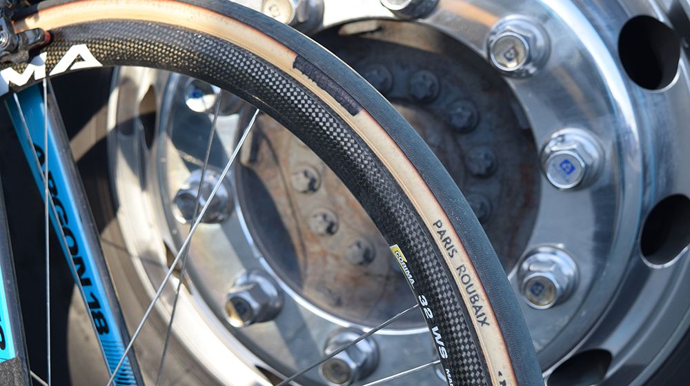 The handmade FMB tyres have the label marker penned out to prevent any sponsorship issues