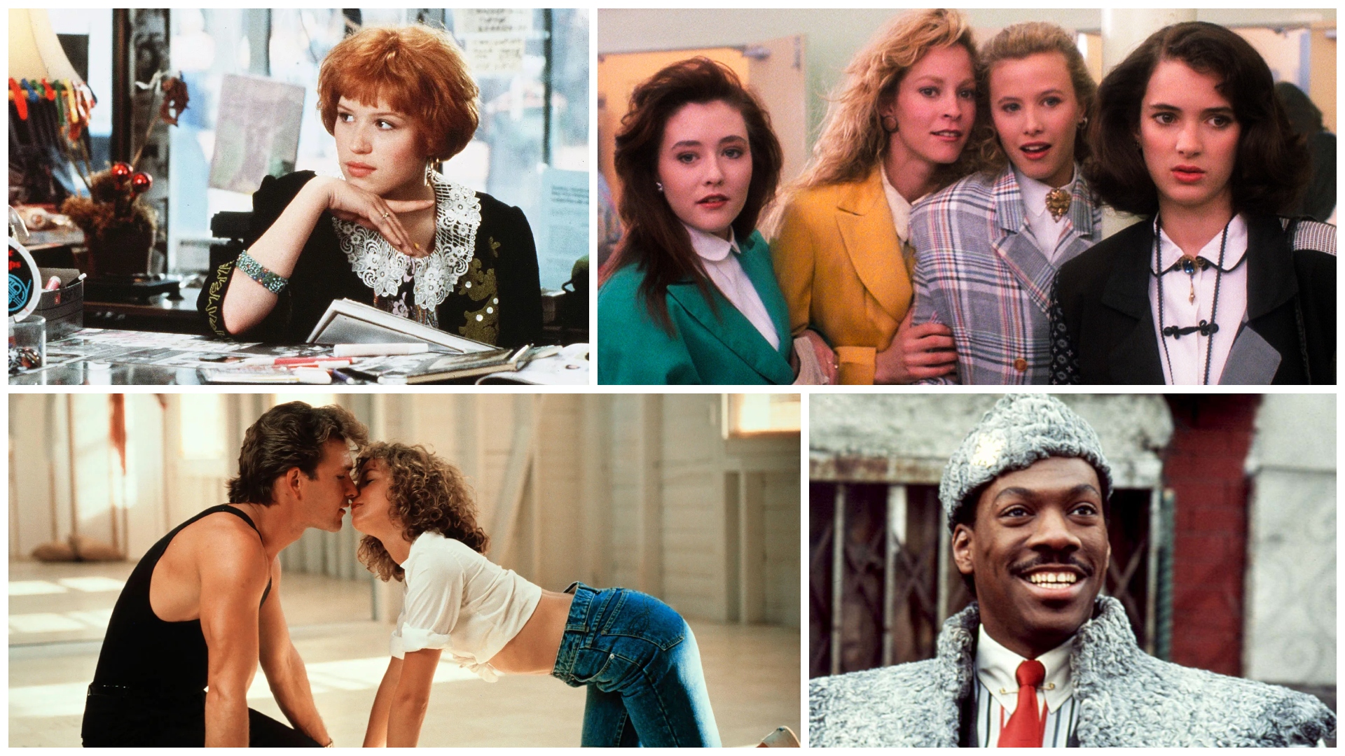 a collage of the best 80s movies featuring pretty in pink heathers dirty dancing and coming to america