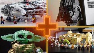 Best Lego Star Wars sets, including the Millennium Falcon, Darth Vader's Helmet, The Child, and Mos Eisley Cantina
