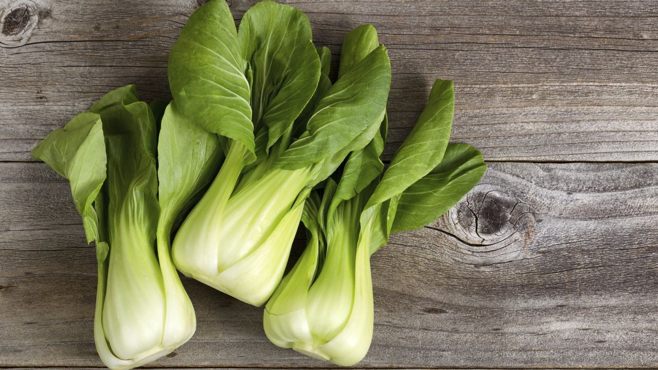 Bok choy on a wooden background