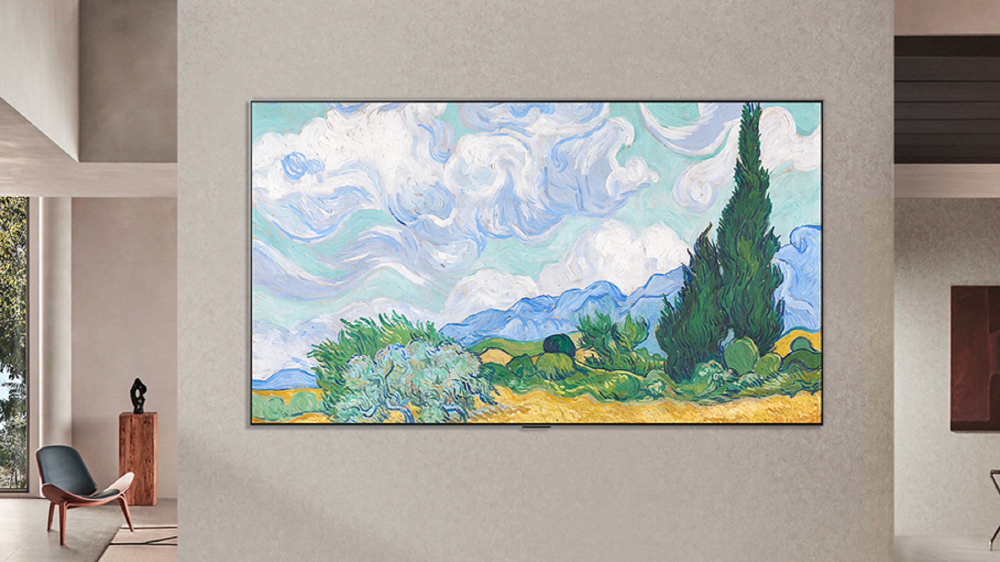 LG Gallery+ on wall in living room
