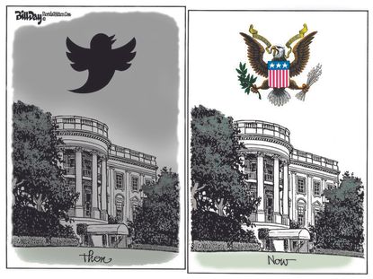 Political Cartoon U.S. Trump Twitter Biden
