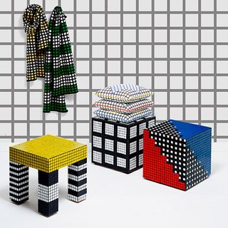 Furniture and accessories in bold grid designs