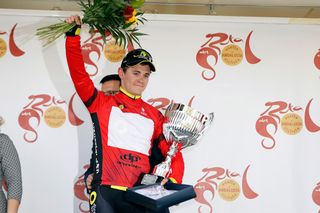 Thomas Boudat (Direct Energie) on the Ruta del Sol podium after winning stage 1