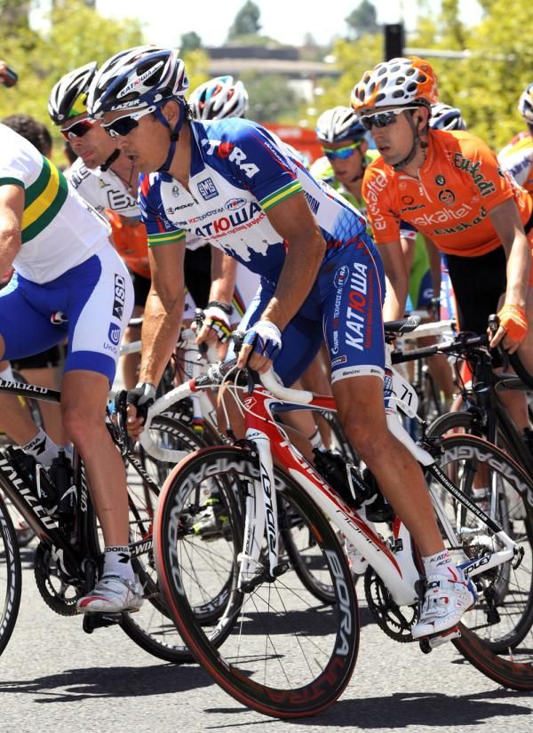 Robbie McEwen (Katusha) rides in Australia at the start of the 2010 season