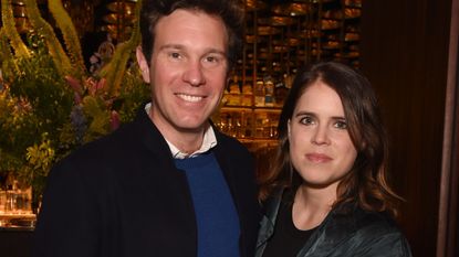 Jack Brooksbank and Princess Eugenie attend an exclusive dinner hosted by Poppy Jamie to celebrate the launch of her first book "Happy Not Perfect" at Isabel on June 22, 2021 in London, England. 
