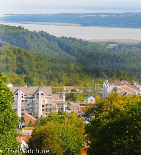 Looking down on the Mont Sainte-Anne venue, you can see the the St. Lawrence Seaway in the distance