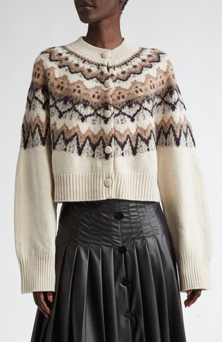 Strickjacke aus Barnum-Wollmischung mit Fair-Isle-Muster