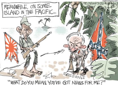 Political Cartoon U.S. Jeff Sessions Hawaii island in Pacific