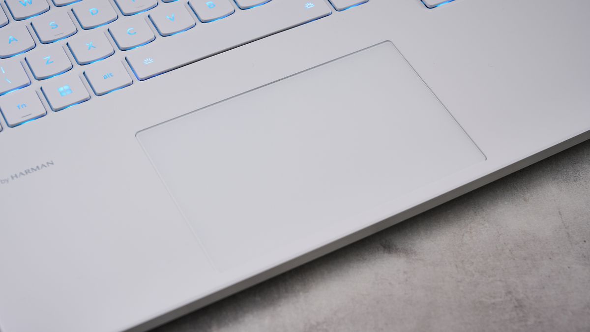 Close-up of touchpad on Lenovo Legion 7i Gen 10