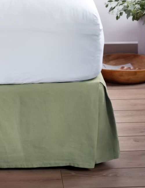 100% French Linen Bedskirt in Matcha