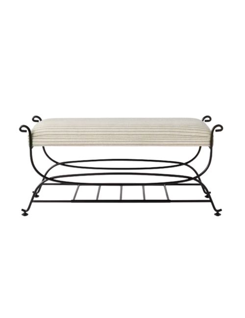 Metal Bench Brown Metal Performance Stripe Fabric Brown Metal