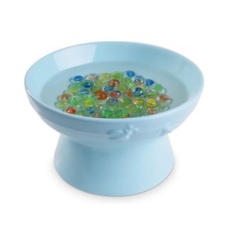 Blue Navaris Decorative Watering Station with beads inside of it