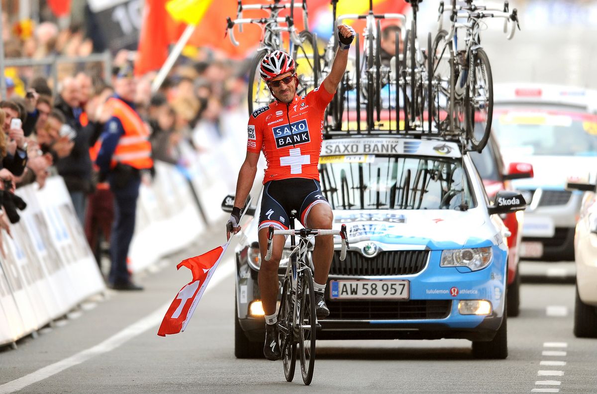 Fabian Cancellara soaking in his 2010 victory