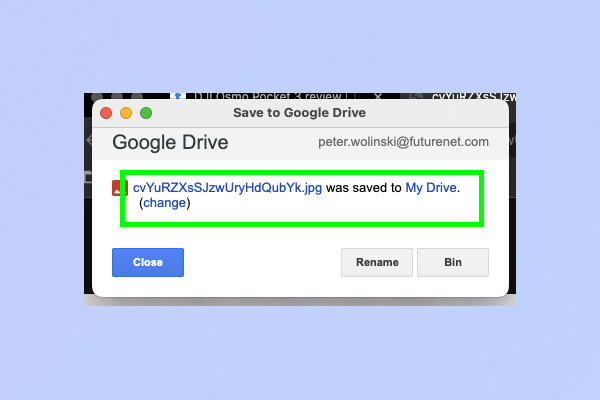 A screenshot showing how to save Chrome files directly to Drive
