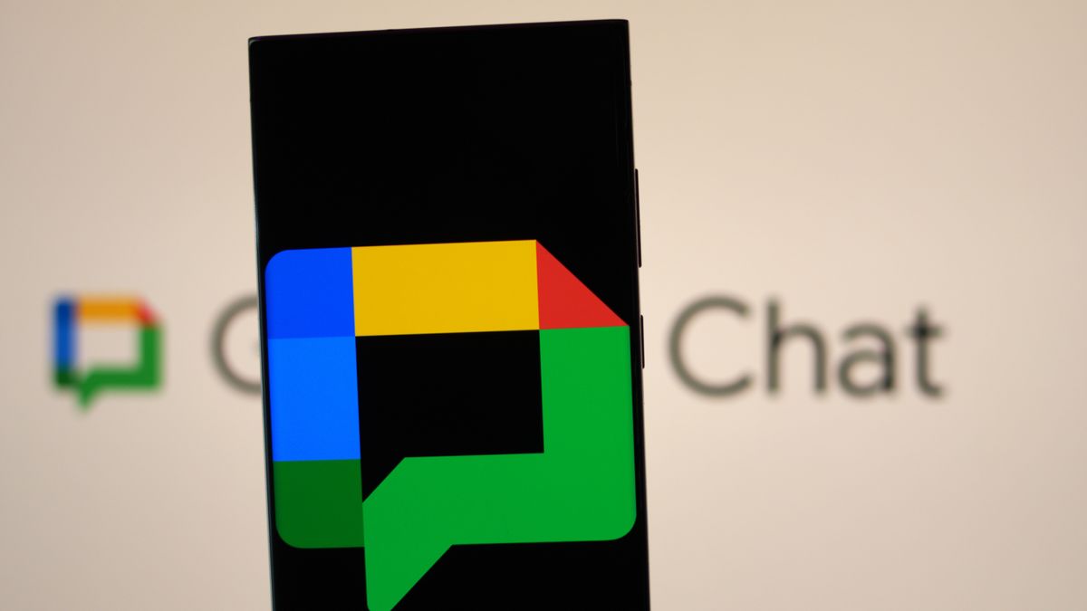 Google Chat logo on a phone screen