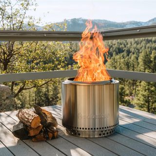 Solo Stove Bonfire 2.0 firepit on raised decking
