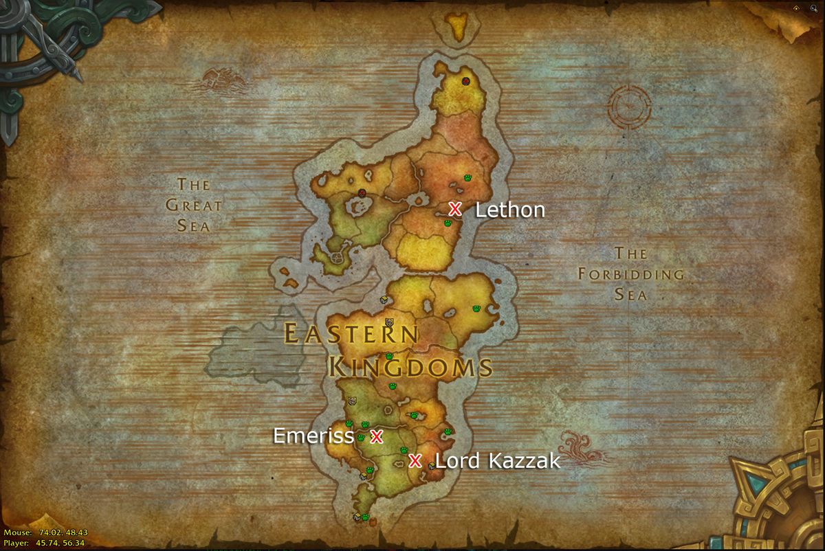 WoW's 19th anniversary world boss locations