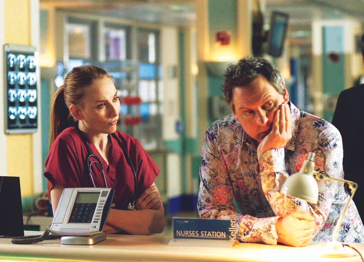 Jac Naylor and Sacha Levy in Holby City. 