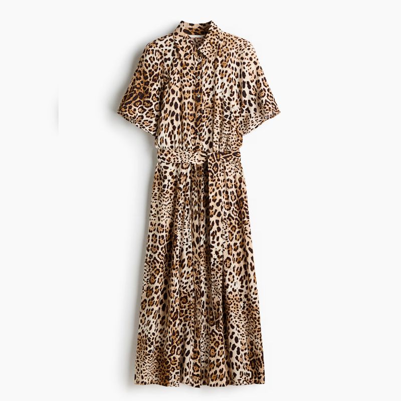 leopard print shirt dress