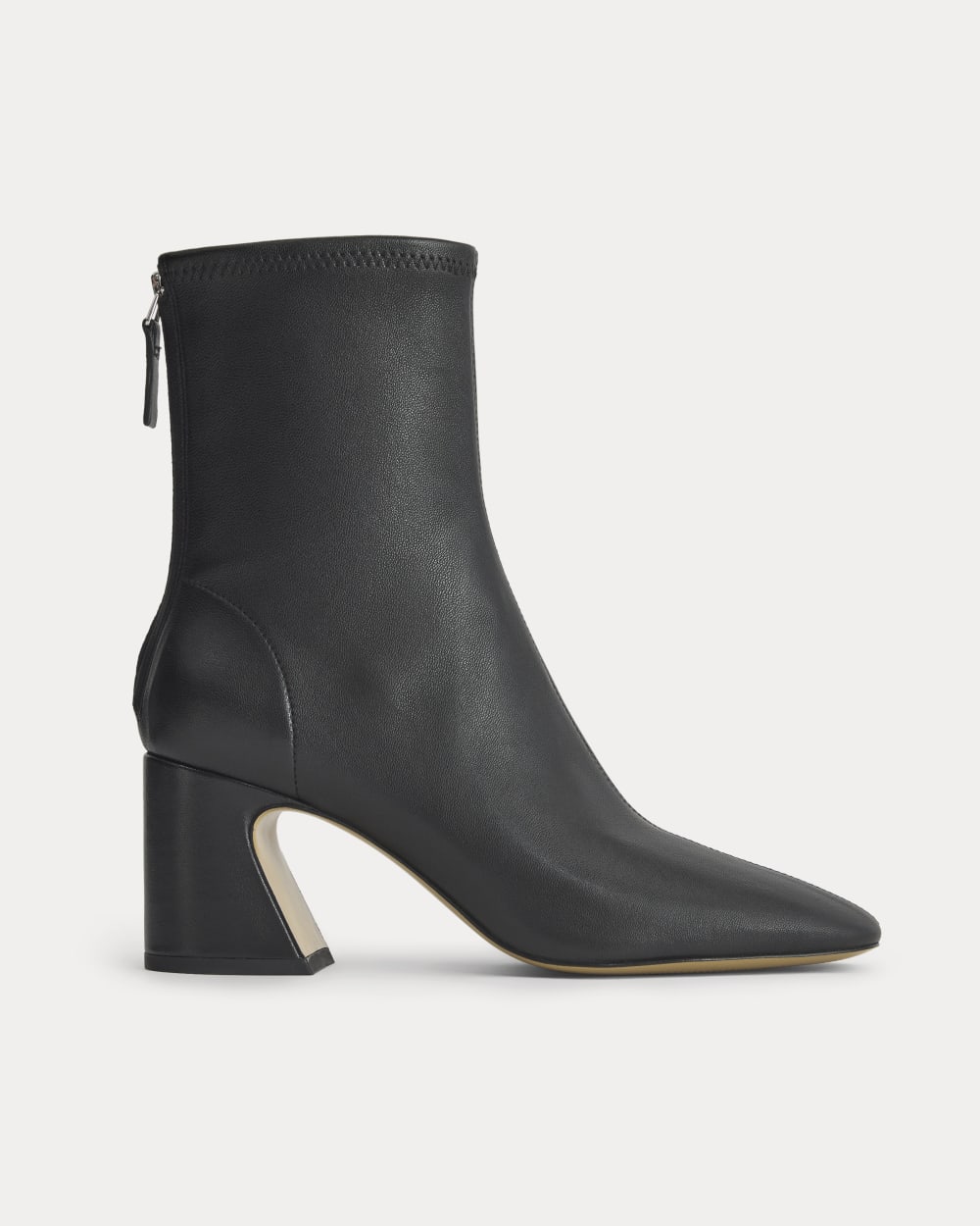 Leather Curved-Heel Boot | Black - 5
