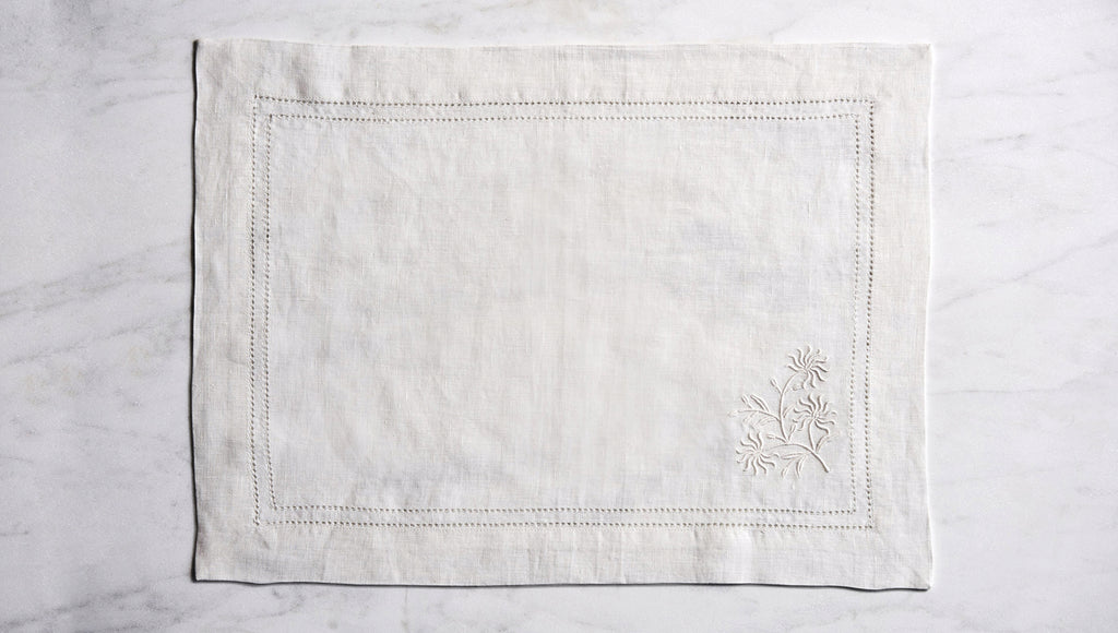 Rw Guild Passiflora Embroidered Linen Placemat