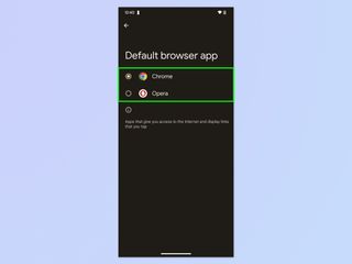 A screenshot showing how to change default browser on Android