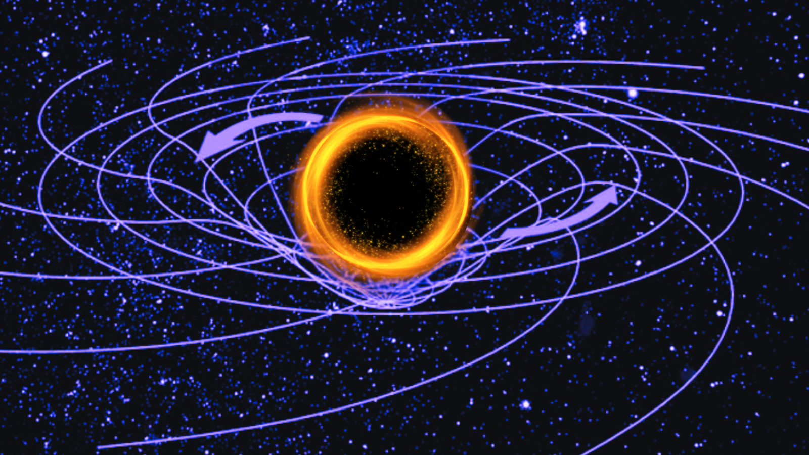 An illustration of a Kerr black hole dragging space around with it, the so-called "lense-thirring effect"