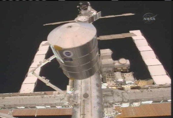 Orbital Delivery: Shuttle Crew Installs Fresh ISS Cargo Pod