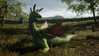 A green dragon in Draconia