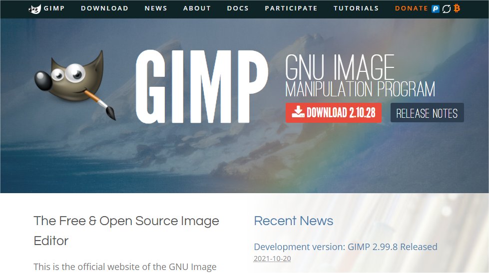 Website screenshot for GIMP