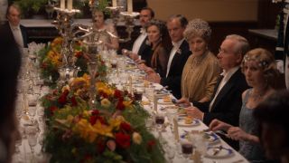 Downton Abbey cast eating at the dinner table