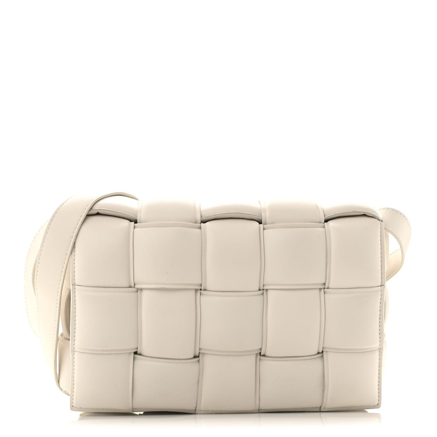 Nappa Maxi Intreccio Padded Cassette Crossbody Bag Chalk